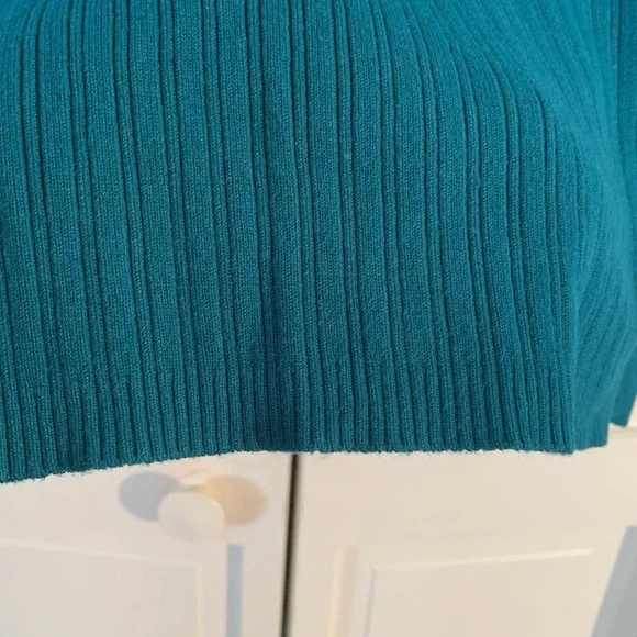 George Antique Teal Ribbed Scoop Neck Sweater EUC - Picture 6 of 7